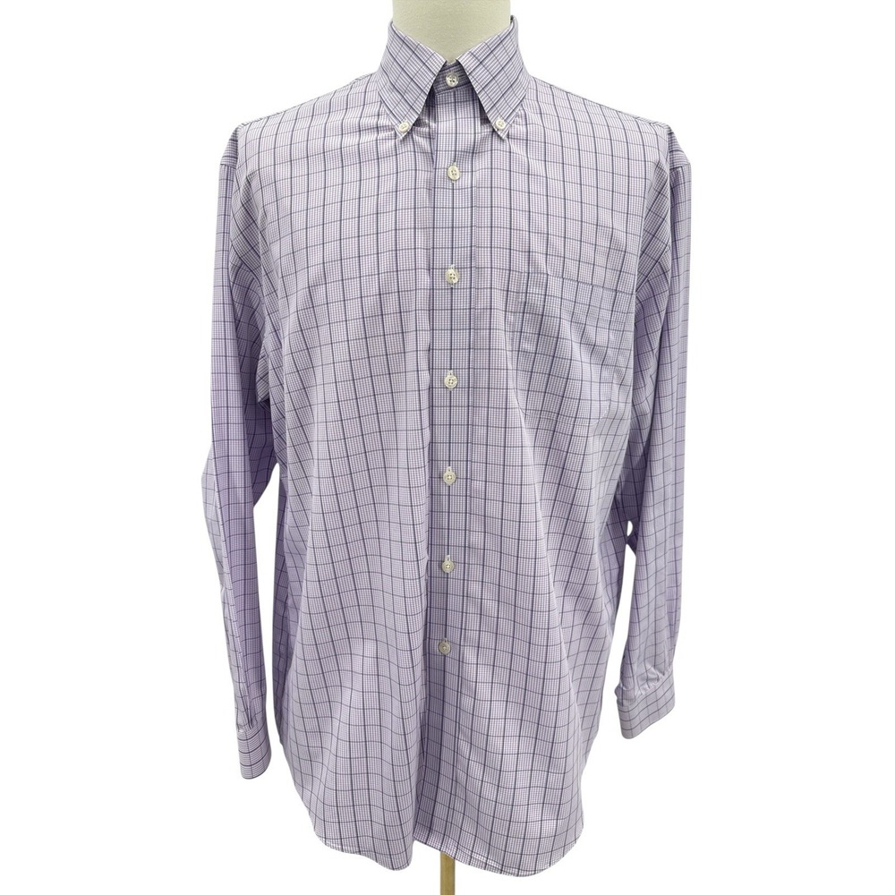 Brooks Brothers Mens L Purple Supima Cotton Mini Check Button Down Shirt NWOT